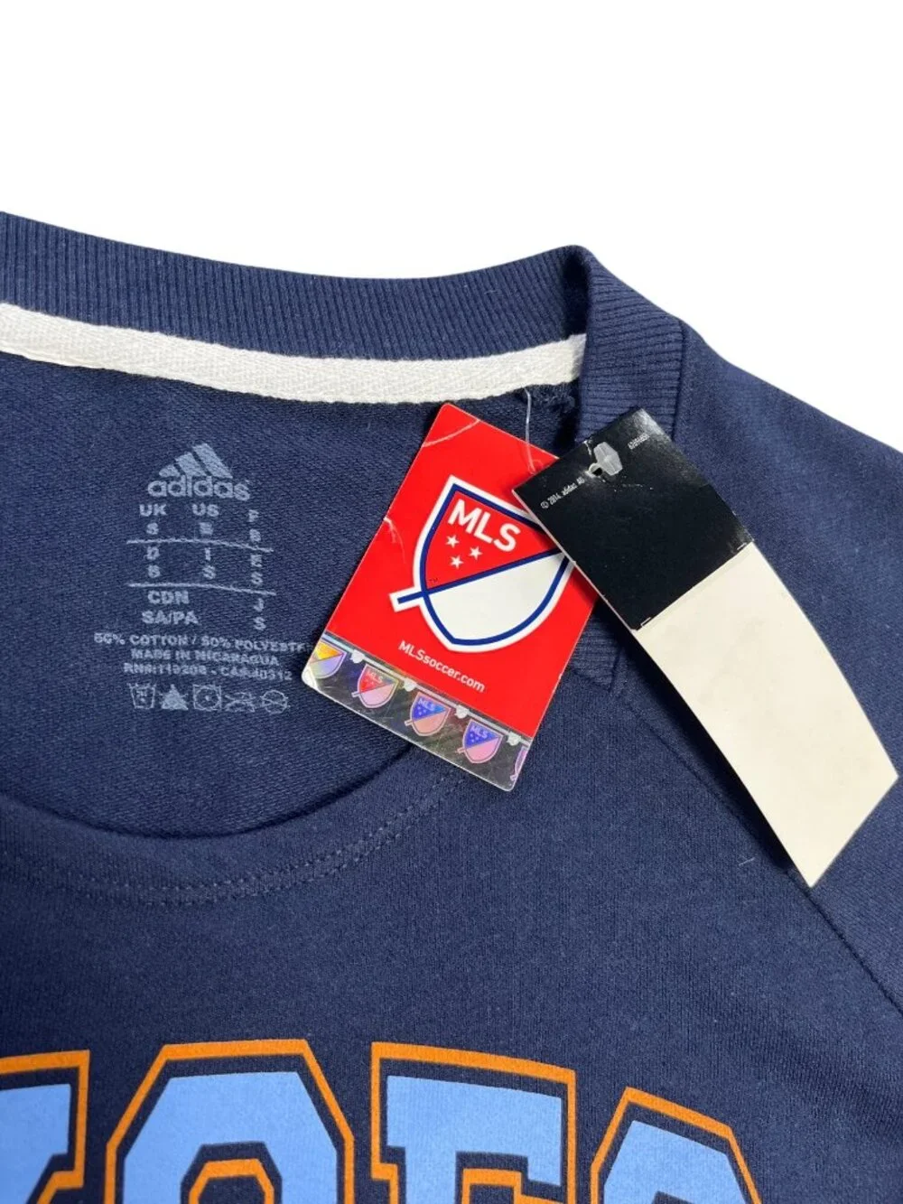 Adidas NYCFC MLS Navy Sweatshirt Small Mens Long Sleeve Cotton Blend